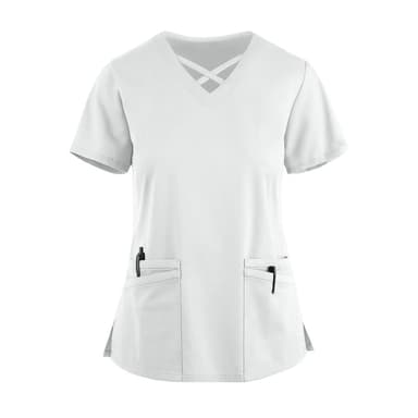 Bluzka Medyczna Ceris Z Paskami Biała - widok 1