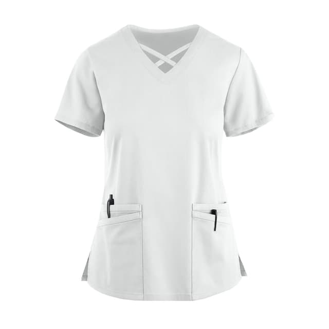 Bluzka Medyczna Ceris Z Paskami Biała – bluzki medyczne damskie