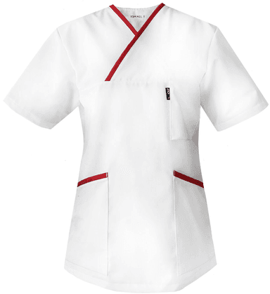 Bluza Medyczna Charlotte Biała z Czerwoną Lamówką - widok 1