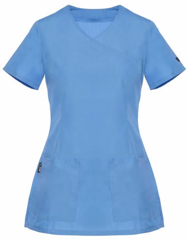 Bluza Medyczna Diana Krótki Rękaw z Lamówką Jasno Niebieska - widok 1