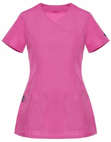 Bluza Medyczna Diana Krótki Rękaw z Lamówką Róż - widok 1