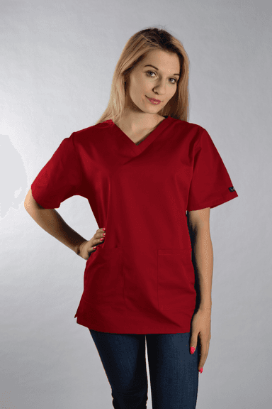 Bluza Medyczna Dori Krótki Rękaw Czerwona - widok 1