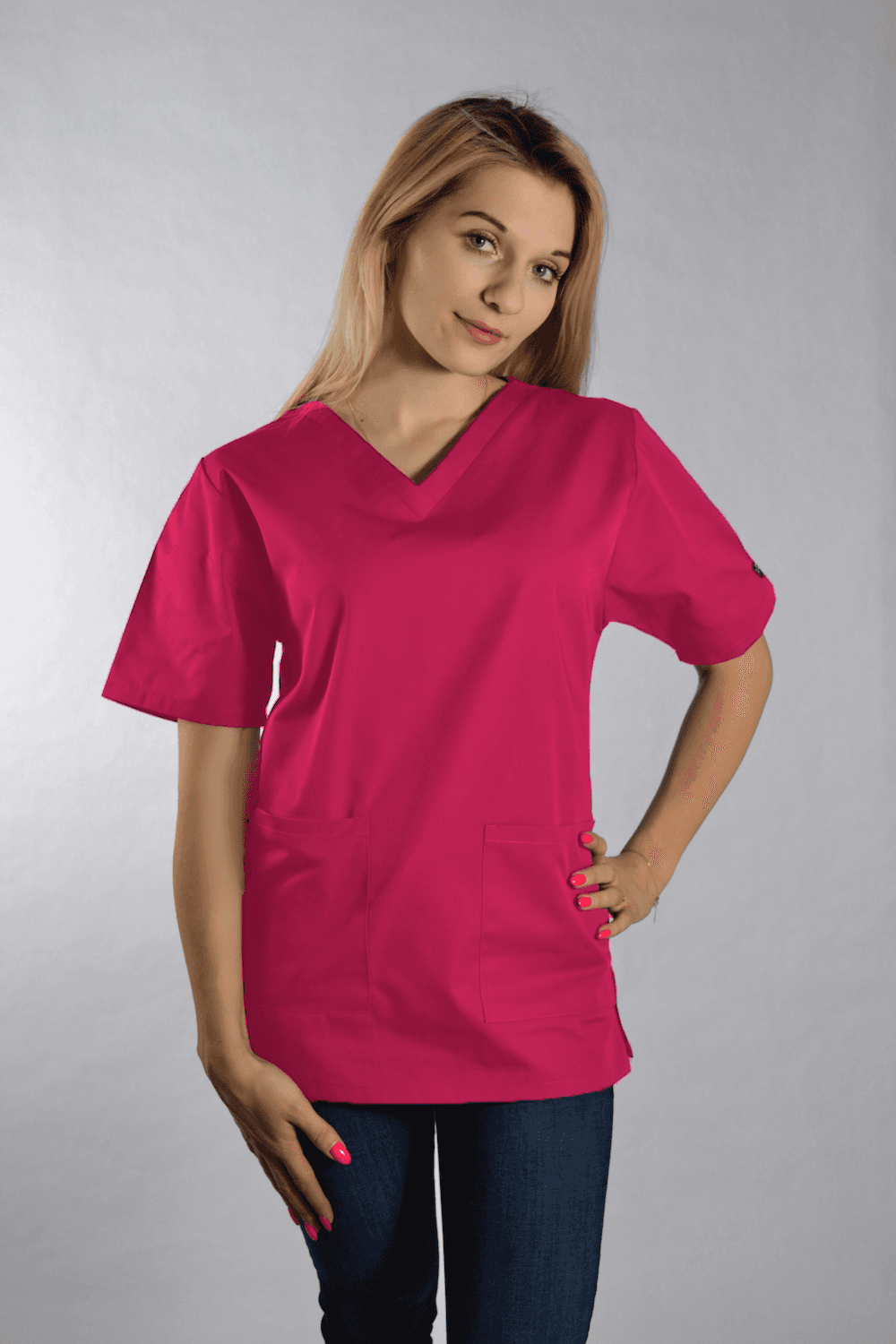 Bluza Medyczna Dori Krótki Rękaw Róż - widok 1