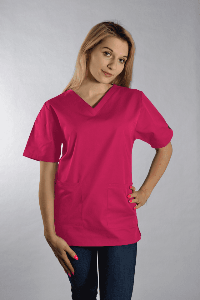 Bluza Medyczna Dori Krótki Rękaw Róż – bluzki medyczne damskie