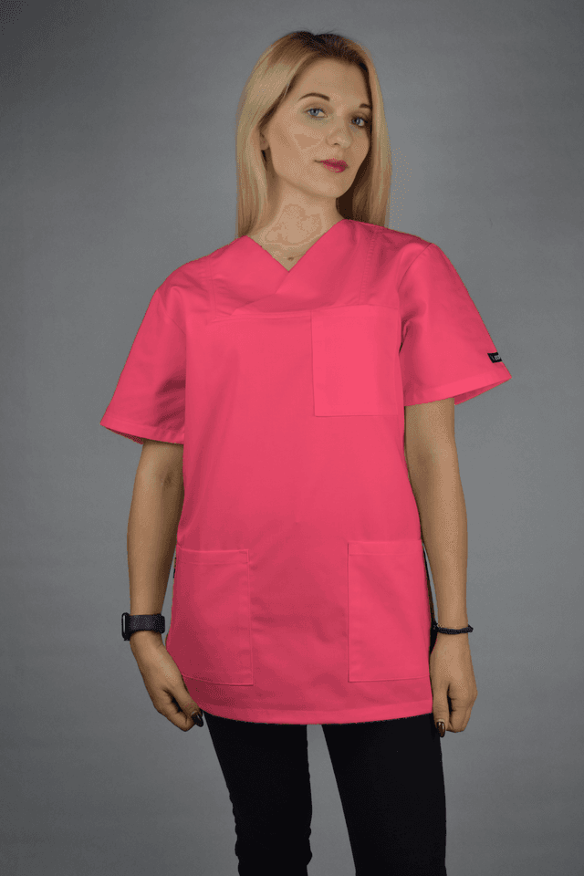 Bluza Medyczna Mindin Krotki Rekaw Róż – bluzki medyczne damskie