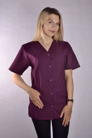 Bluza Medyczna Bianca z Napami Bordowa - widok 2