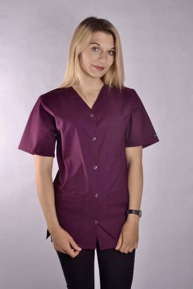 Bluza Medyczna Bianca z Napami Bordowa - widok 3