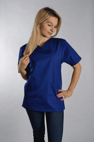 Bluza Medyczna Dori Krótki Rękaw Niebieska - widok 2