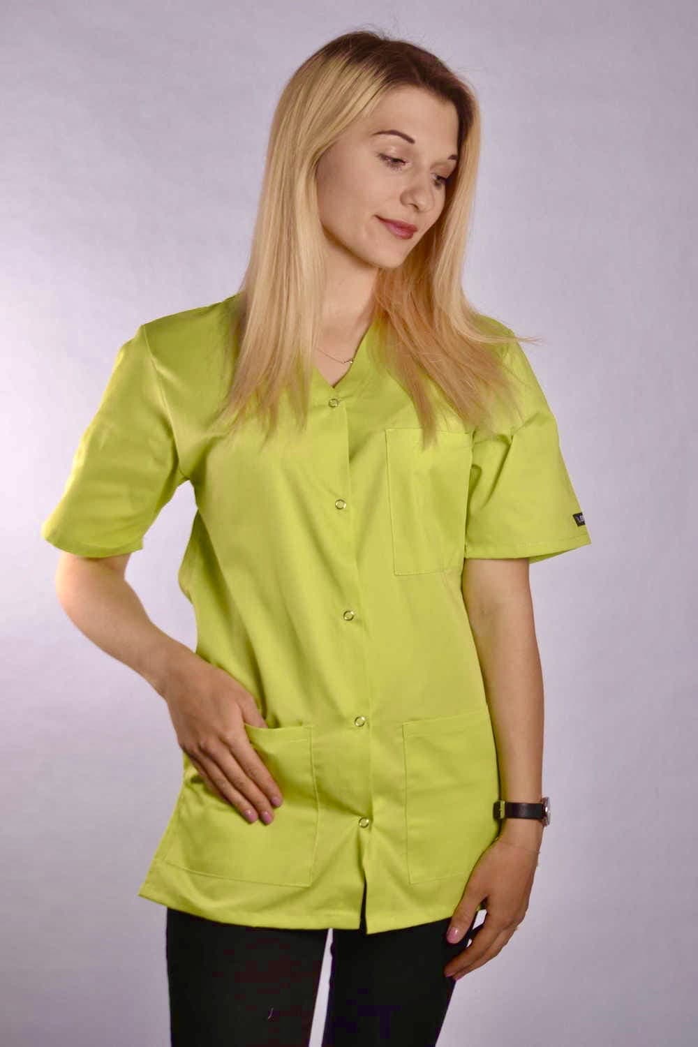Bluza Medyczna Bianca z Napami Zielona – bluzki medyczne damskie
