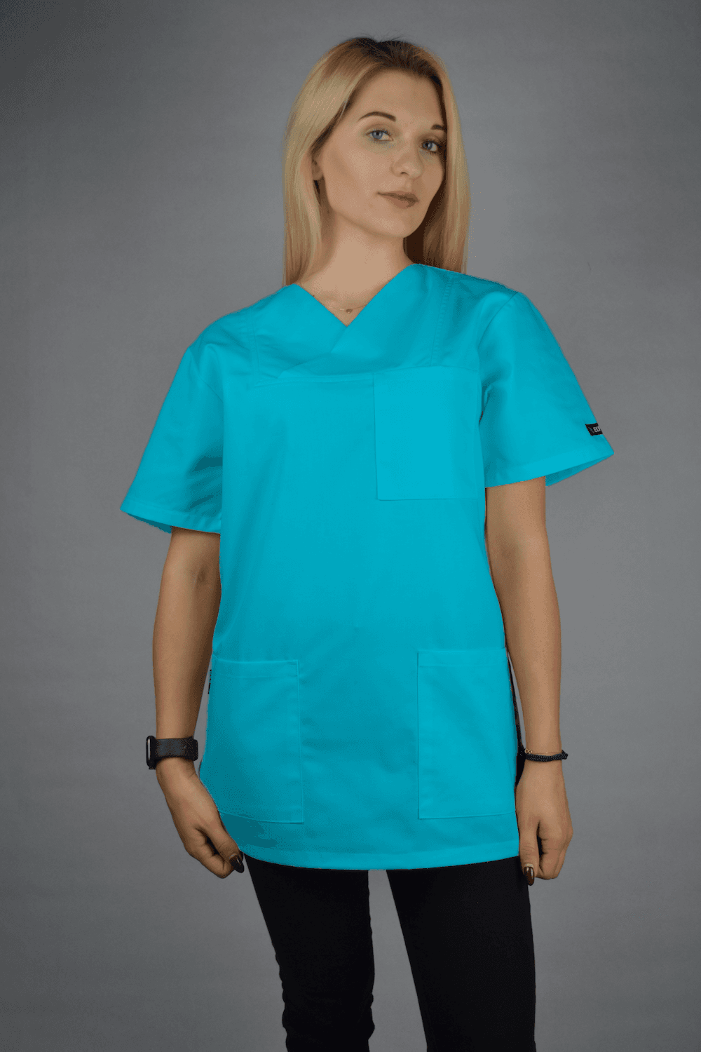 Bluza Medyczna Mindin Krotki Rekaw Jade – bluzki medyczne damskie