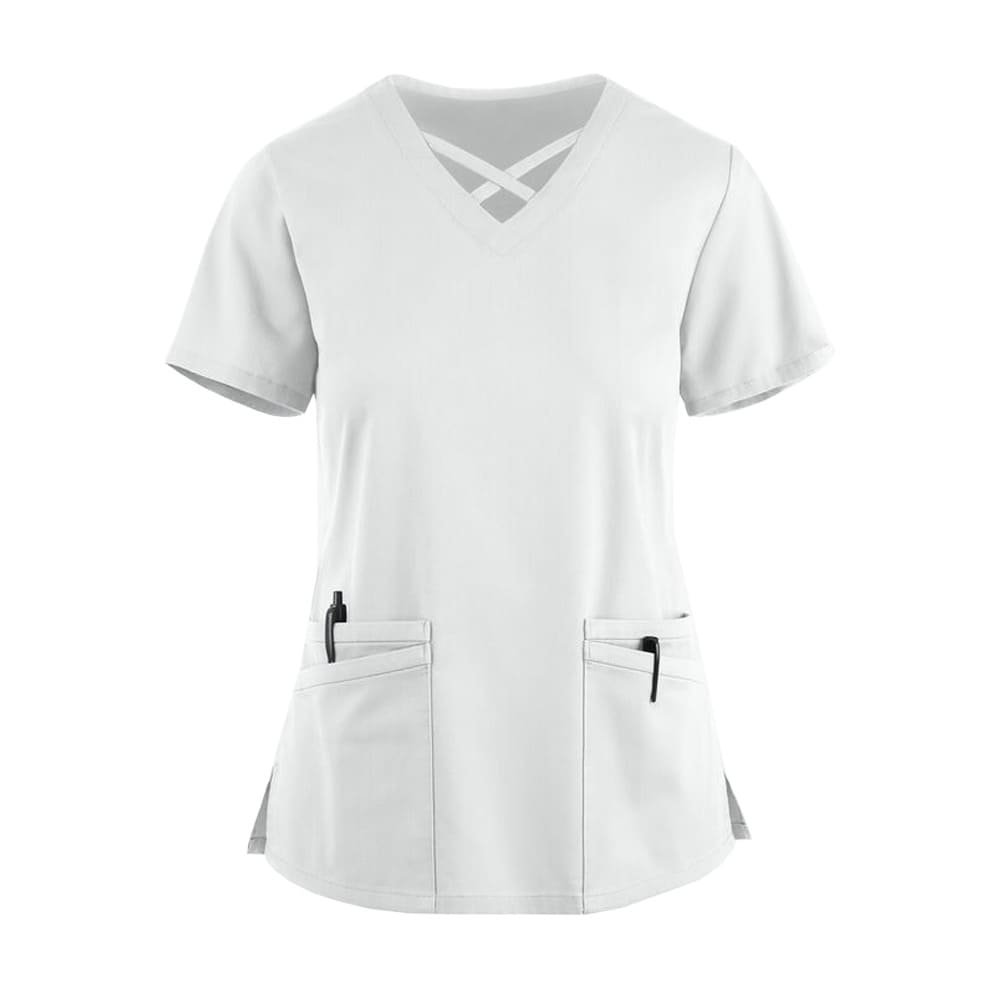 Bluzka Medyczna Ceris Z Paskami Biała – bluzki medyczne damskie