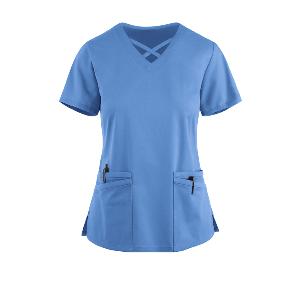 Bluzka Medyczna Ceris Z Paskami Jasno Niebieska – bluzki medyczne damskie