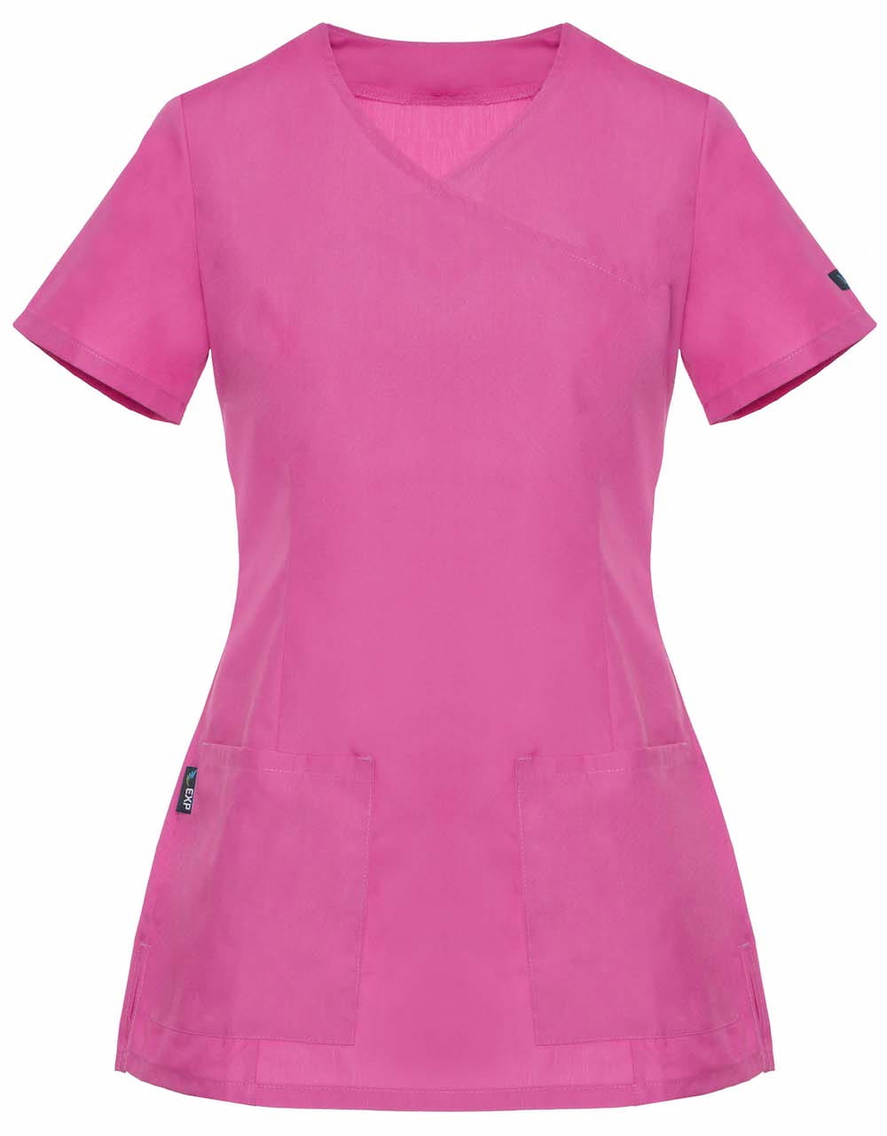 Bluza Medyczna Diana Krótki Rękaw z Lamówką Róż – bluzki medyczne damskie