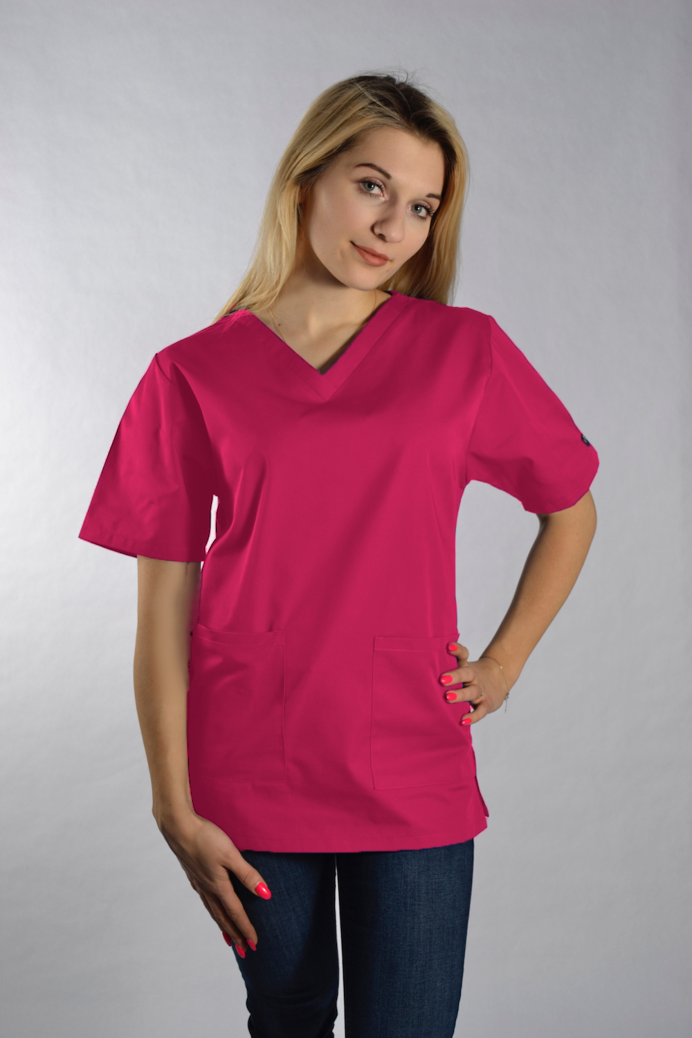 Bluza Medyczna Dori Krótki Rękaw Róż – bluzki medyczne damskie