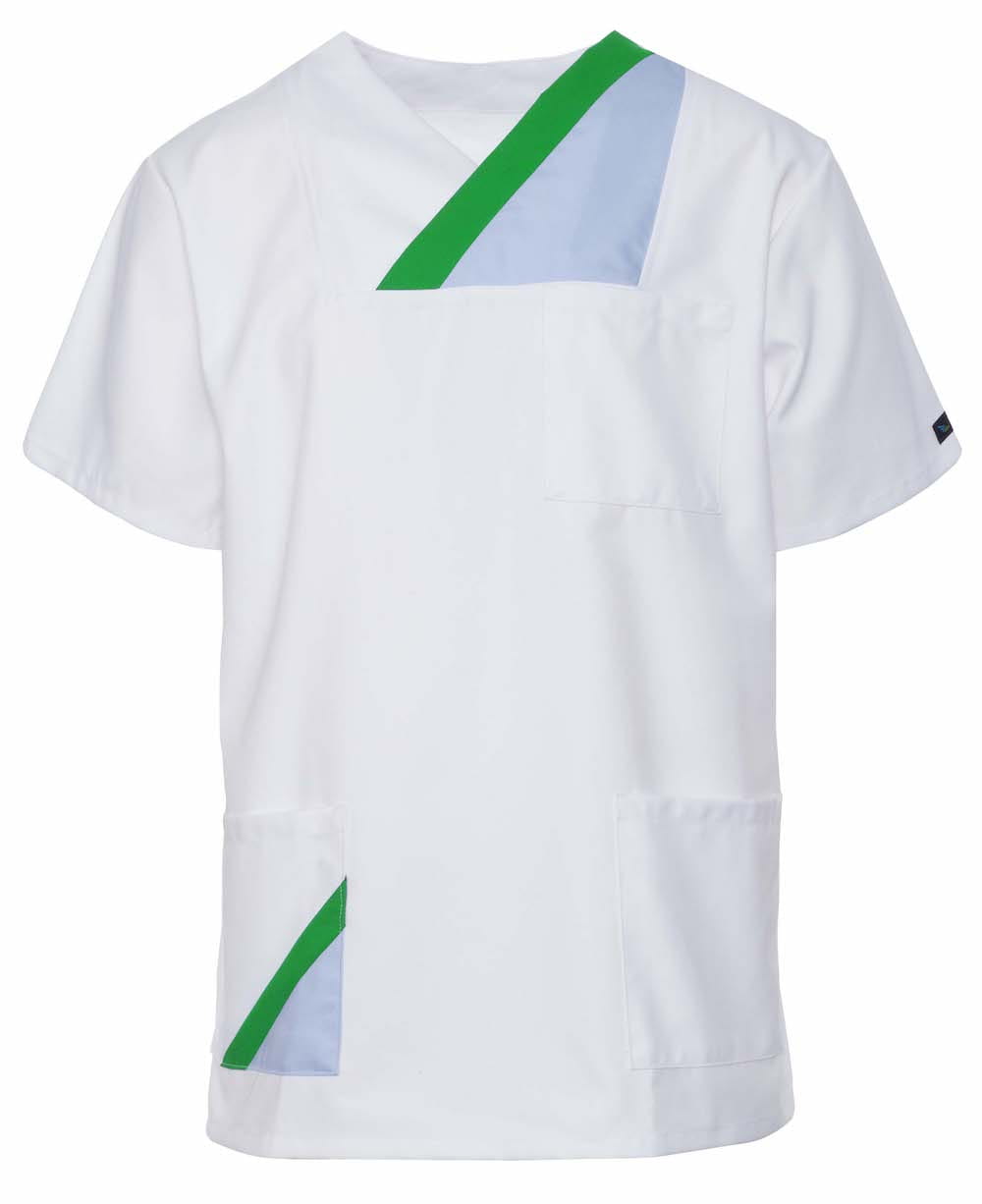 Bluza Medyczna Hani Krotki Rekaw Biała Z/N – bluzki medyczne damskie