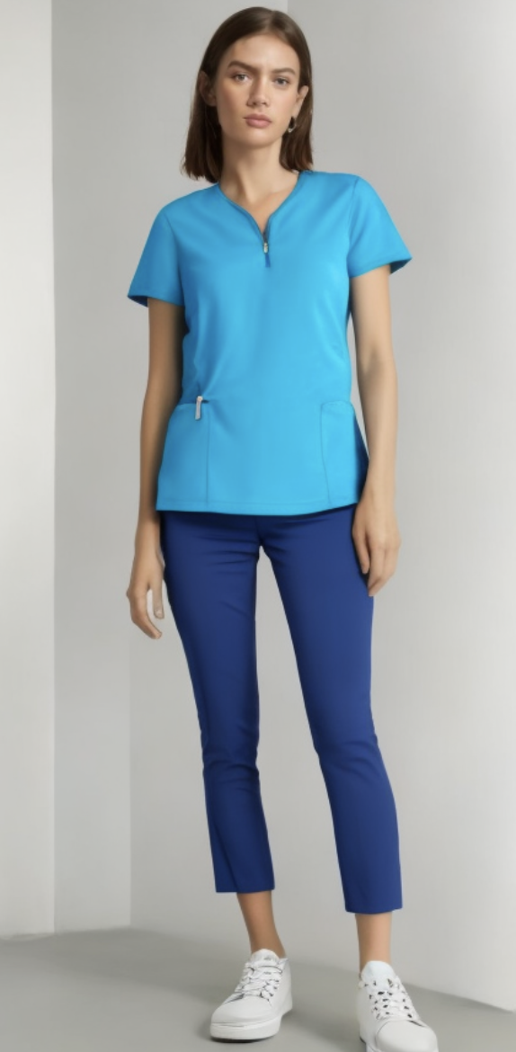 Bluza Medyczna Iwa Krotki Rekaw Jade – bluzki medyczne damskie