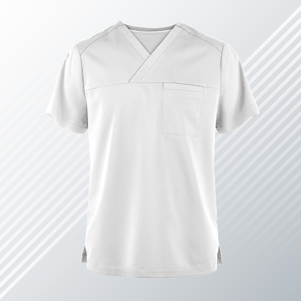 Bluzka Operacyjna MINDIN - Biała – bluzki medyczne męskie